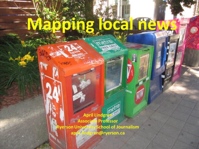 Featured Photo Home Page Image of news stands and headline that reads mapping local news