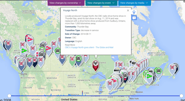 Screen Shot 2015-11-19 at 10.11.43 PM Markers on a map of Canada and U.S. with box on Voyage North