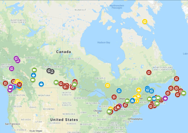 COVID-19 map image Map of Canada and U.S. with COVID-19 data