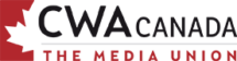 CWA Canada logo featuring a red maple leaf outline on the left and the words “CWA Canada The Media Union” in black and red text.